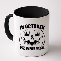 In October We Wear Pink Halloween Breast Cancer Mug