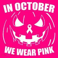 In October We Wear Pink Halloween Breast Cancer Button