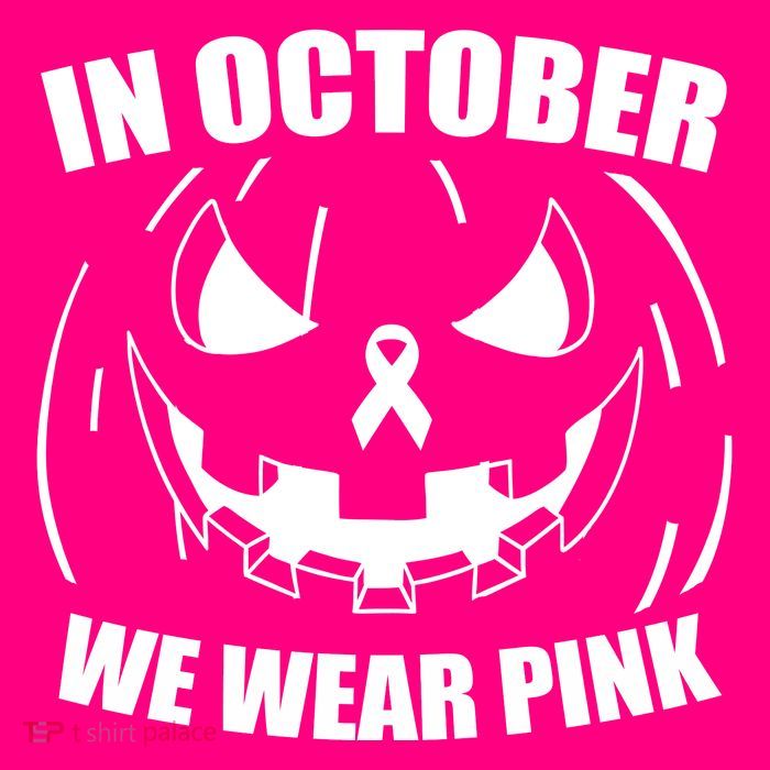 In October We Wear Pink Halloween Breast Cancer Button