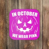 In October We Wear Pink Halloween Breast Cancer Coaster