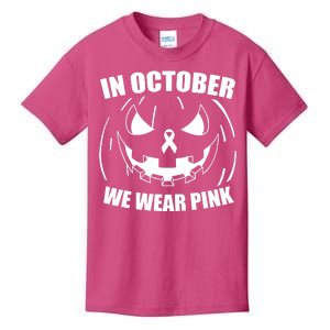 In October We Wear Pink Halloween Breast Cancer Kids T-Shirt