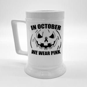 In October We Wear Pink Halloween Breast Cancer Beer Stein