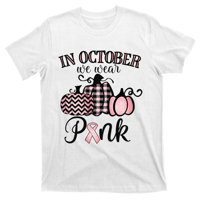 In October We Wear Thanksgiving Breast Cancer Awareness T-Shirt