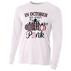 In October We Wear Thanksgiving Breast Cancer Awareness Cooling Performance Long Sleeve Crew