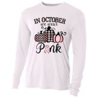 In October We Wear Thanksgiving Breast Cancer Awareness Cooling Performance Long Sleeve Crew