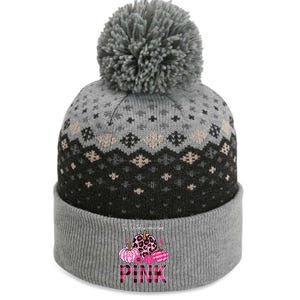 In October We Wear Pink Breast Cancer Awareness Funny Pumpkin Gift The Baniff Cuffed Pom Beanie