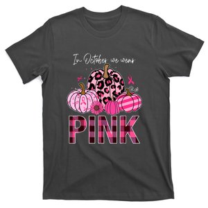 In October We Wear Pink Breast Cancer Awareness Funny Pumpkin Gift T-Shirt