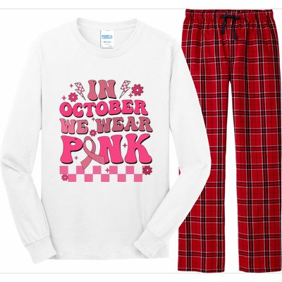 In October We Wear Breast Cancer Awareness Long Sleeve Pajama Set