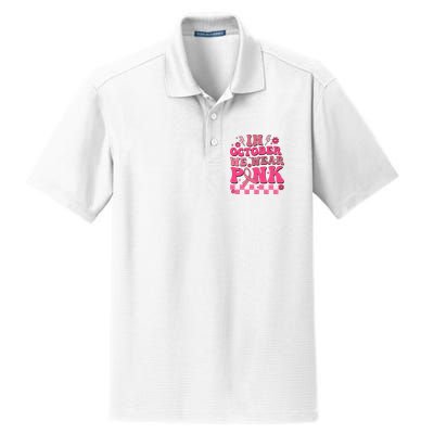 In October We Wear Breast Cancer Awareness Dry Zone Grid Polo