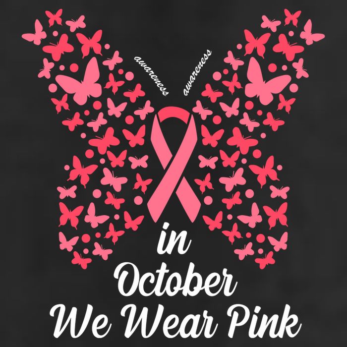 In October We Wear Pink Butterfly Breast Cancer Ribbon Hat