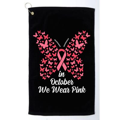 In October We Wear Pink Butterfly Breast Cancer Ribbon Golf Towel