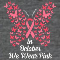 In October We Wear Pink Butterfly Breast Cancer Ribbon Poster
