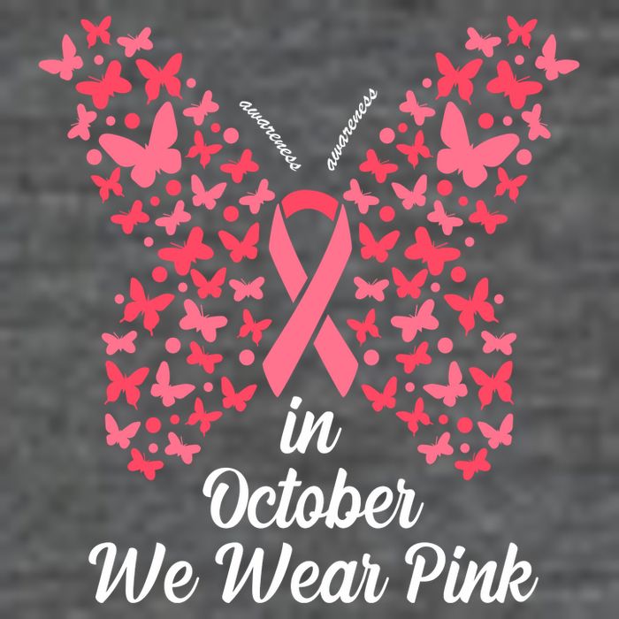In October We Wear Pink Butterfly Breast Cancer Ribbon Poster