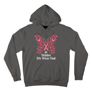 In October We Wear Pink Butterfly Breast Cancer Ribbon Tall Hoodie