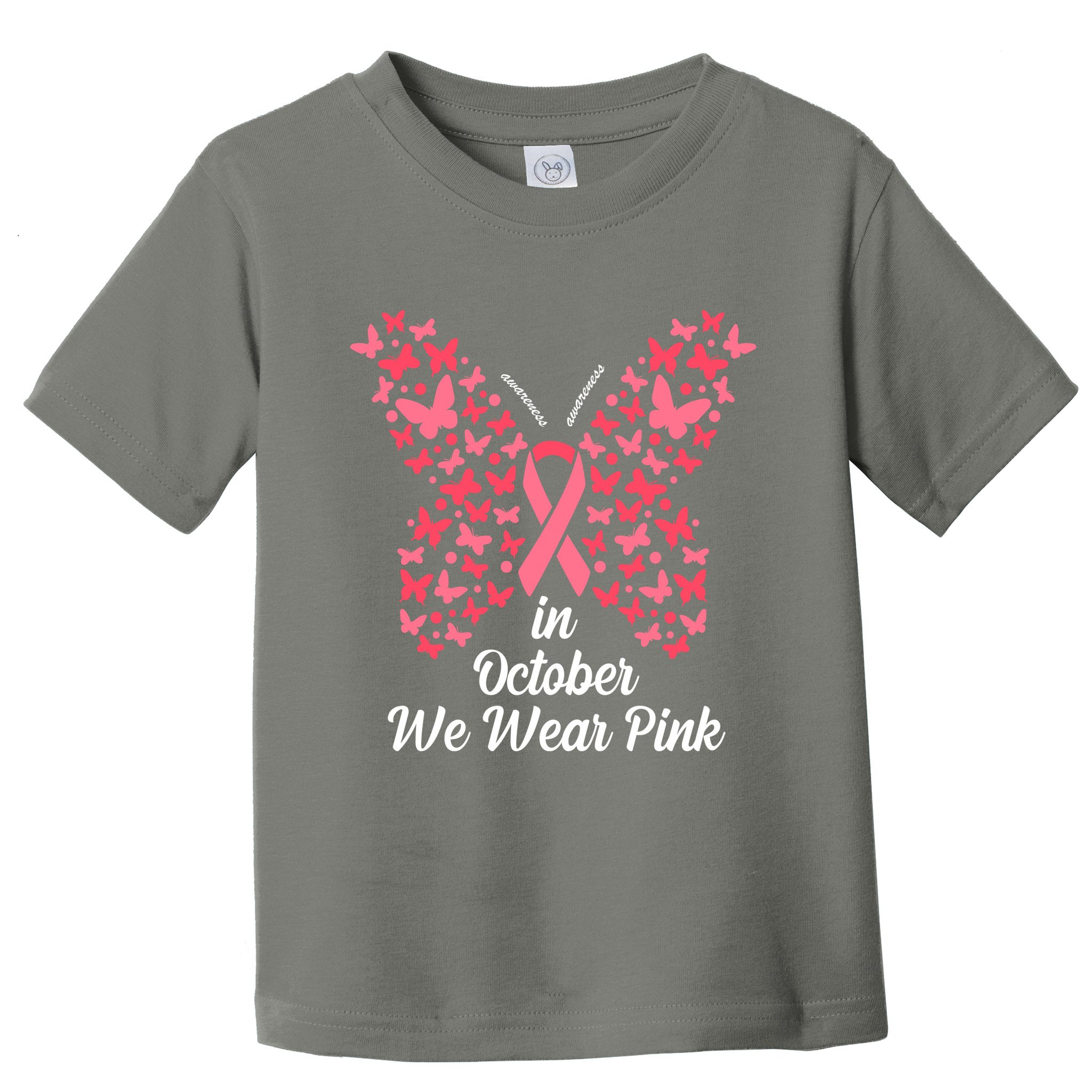 In October We Wear Pink Butterfly Breast Cancer Ribbon Toddler T-Shirt