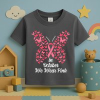 In October We Wear Pink Butterfly Breast Cancer Ribbon Toddler T-Shirt