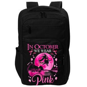 In October We Wear Pink Halloween Witch Breast Cancer Awareness Impact Tech Backpack