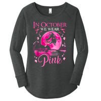 In October We Wear Pink Halloween Witch Breast Cancer Awareness Women's Perfect Tri Tunic Long Sleeve Shirt