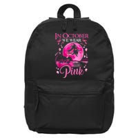 In October We Wear Pink Halloween Witch Breast Cancer Awareness 16 in Basic Backpack