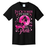 In October We Wear Pink Halloween Witch Breast Cancer Awareness Kids T-Shirt