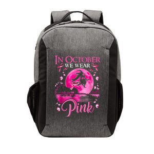 In October We Wear Pink Halloween Witch Breast Cancer Awareness Vector Backpack