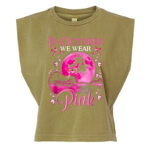 In October We Wear Pink Halloween Witch Breast Cancer Awareness Garment-Dyed Women's Muscle Tee