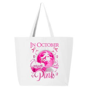 In October We Wear Pink Halloween Witch Breast Cancer Awareness 25L Jumbo Tote