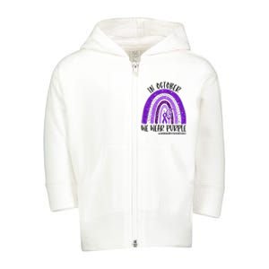 In October We Wear Purple Rainbow End Domestic Violence Toddler Zip Fleece Hoodie