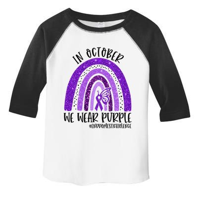 In October We Wear Purple Rainbow End Domestic Violence Toddler Fine Jersey T-Shirt