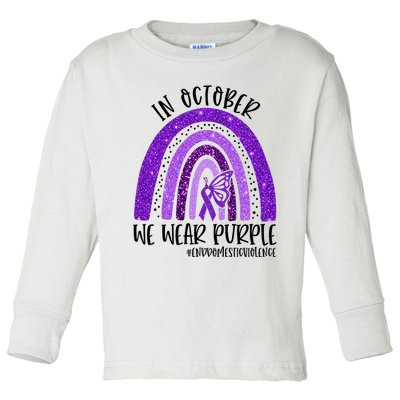 In October We Wear Purple Rainbow End Domestic Violence Toddler Long Sleeve Shirt