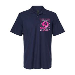 In October We Wear Pink Ribbon Witch Halloween Breast Cancer Softstyle Adult Sport Polo