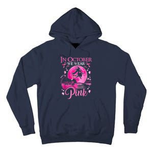 In October We Wear Pink Ribbon Witch Halloween Breast Cancer Tall Hoodie