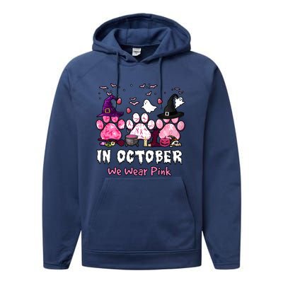 In October We Wear Pink Paw Prints Halloween Witch Performance Fleece Hoodie