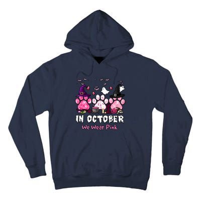 In October We Wear Pink Paw Prints Halloween Witch Tall Hoodie