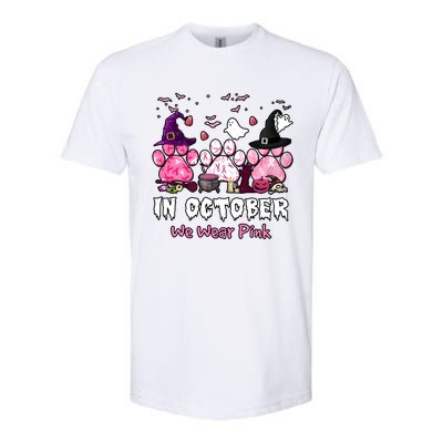 In October We Wear Pink Paw Prints Halloween Witch Softstyle CVC T-Shirt