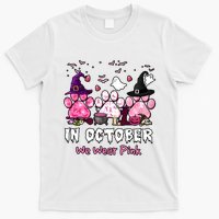 In October We Wear Pink Paw Prints Halloween Witch T-Shirt