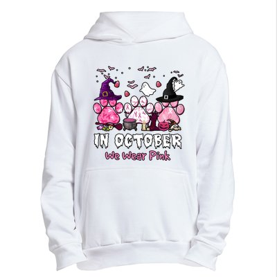 In October We Wear Pink Paw Prints Halloween Witch Urban Pullover Hoodie