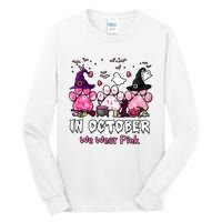 In October We Wear Pink Paw Prints Halloween Witch Tall Long Sleeve T-Shirt