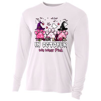 In October We Wear Pink Paw Prints Halloween Witch Cooling Performance Long Sleeve Crew