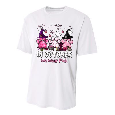 In October We Wear Pink Paw Prints Halloween Witch Performance Sprint T-Shirt