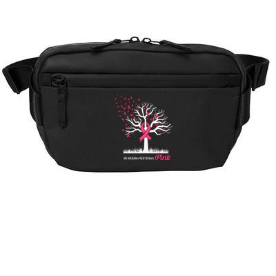 In October We Wear Pink Ribbon Tree Breast Cancer Crossbody Pack