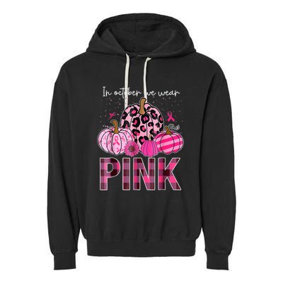 In October We Wear Pink Pumpkin Breast Cancer Awareness Garment-Dyed Fleece Hoodie