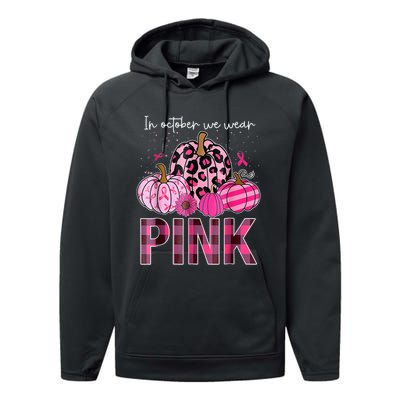 In October We Wear Pink Pumpkin Breast Cancer Awareness Performance Fleece Hoodie