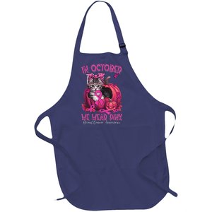 In October We Wear Pin.K Cat Ribbon Breast Cancer Awareness Full-Length Apron With Pockets