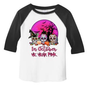 In October We Wear Pink Sugar Skull Halloween Toddler Fine Jersey T-Shirt