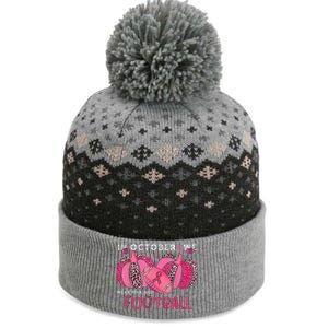 In October We Wear Pink And Watch Football Breast Cancer The Baniff Cuffed Pom Beanie