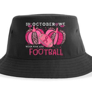 In October We Wear Pink And Watch Football Breast Cancer Sustainable Bucket Hat