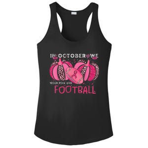 In October We Wear Pink And Watch Football Breast Cancer Ladies PosiCharge Competitor Racerback Tank