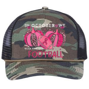 In October We Wear Pink And Watch Football Breast Cancer Retro Rope Trucker Hat Cap