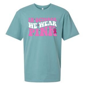 In October We Wear Pink Breast Cancer Ribbon Sueded Cloud Jersey T-Shirt